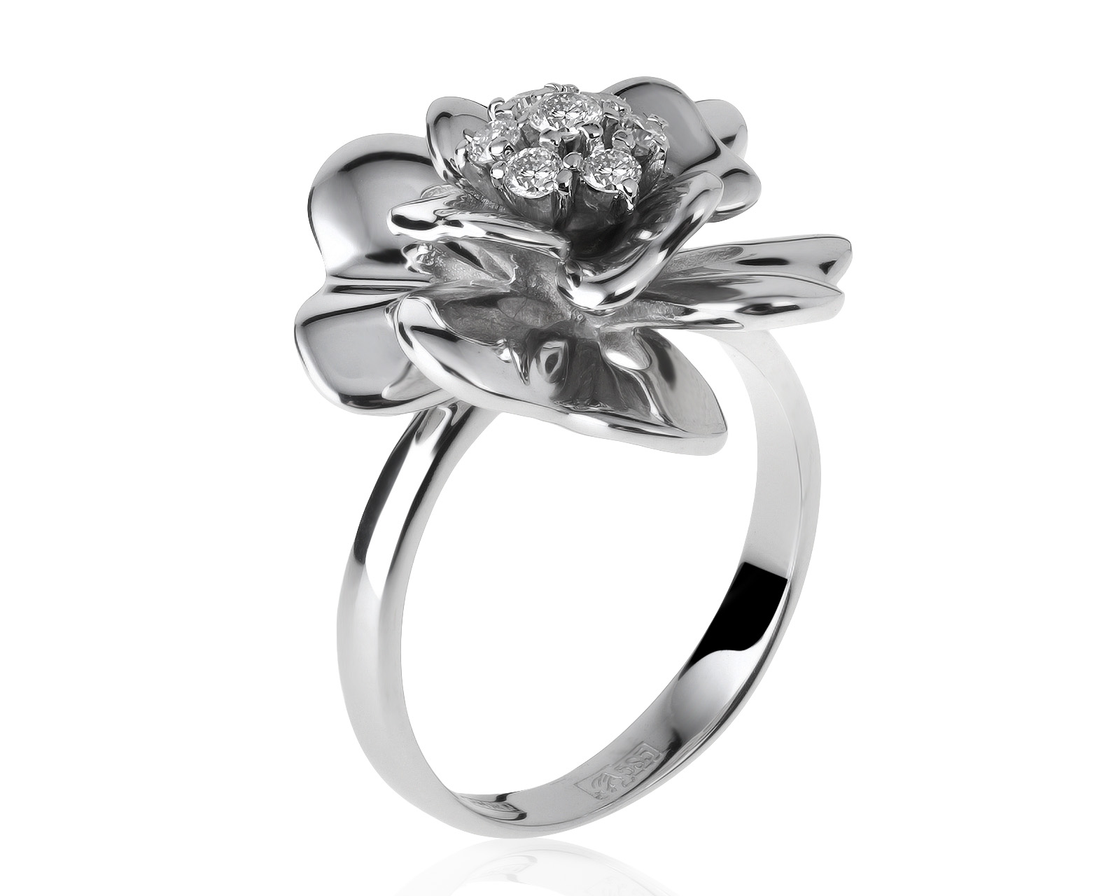 Романтичное золотое кольцо с бриллиантами 0.20ct 270821/2