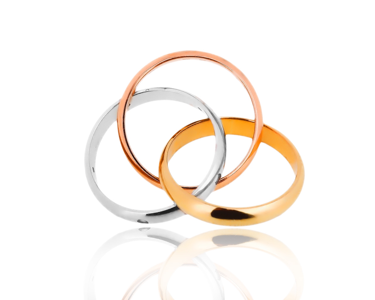 Трехцветное золотое кольцо с бриллиантами Trinity de Cartier