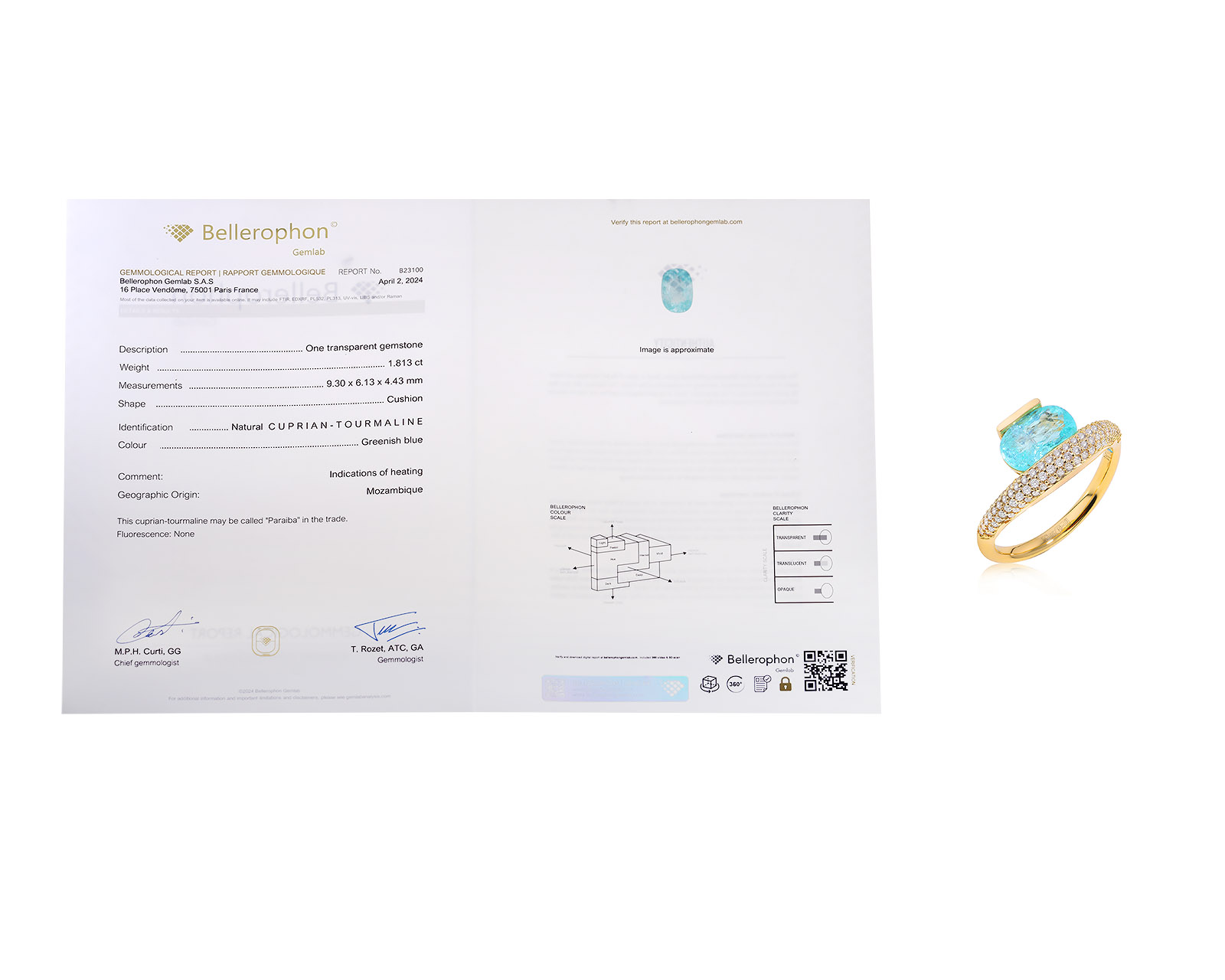 Золотое кольцо с турмалинами параиба 1.82ct Evgeny Matveev