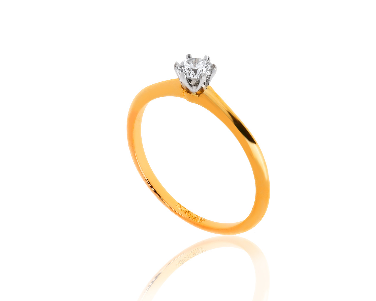 Оригинальное золотое кольцо с бриллиантом 0.26ct Tiffany&Co