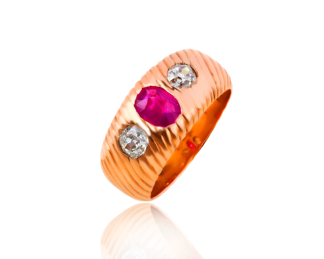 Золотое кольцо с бриллиантами 0.50ct и рубином 0.46ct 010716/1