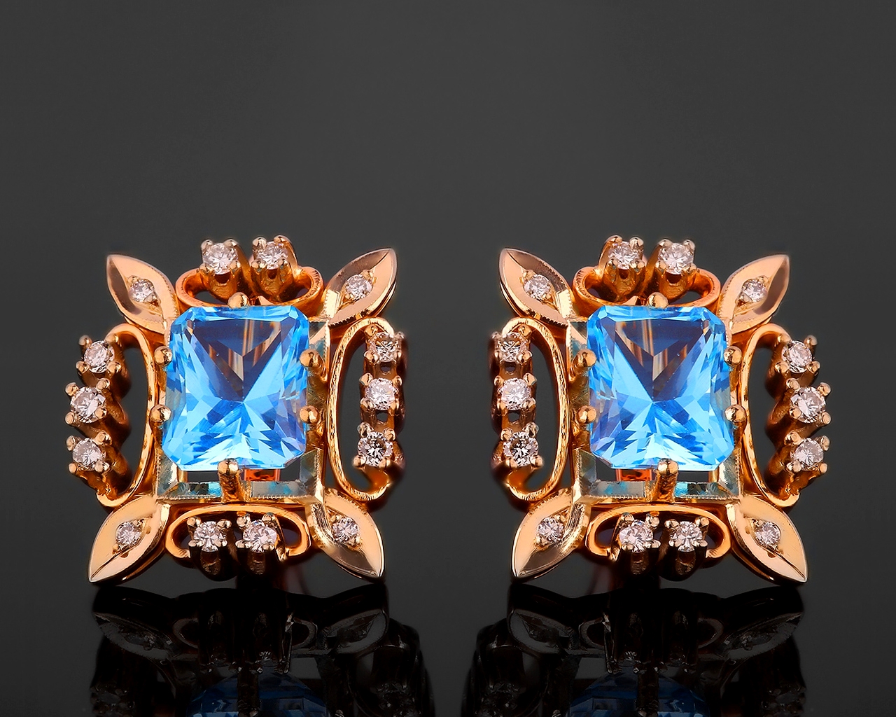 Яркие золотые серьги с бриллиантами 0.70ct 180817/5