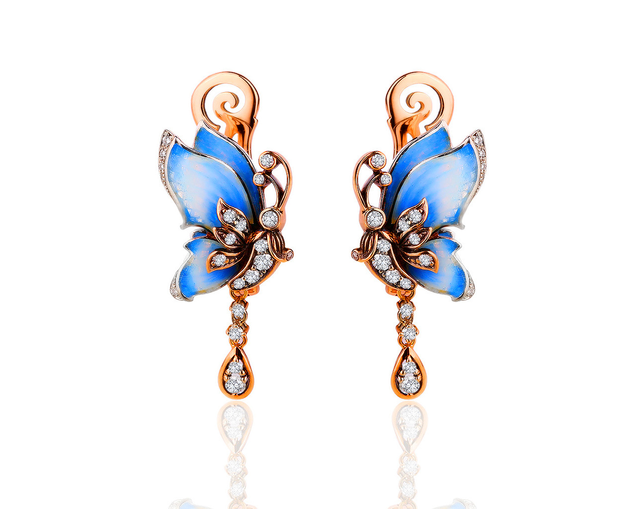 Изумительные золотые серьги с бриллиантами 0.40ct 151019/3