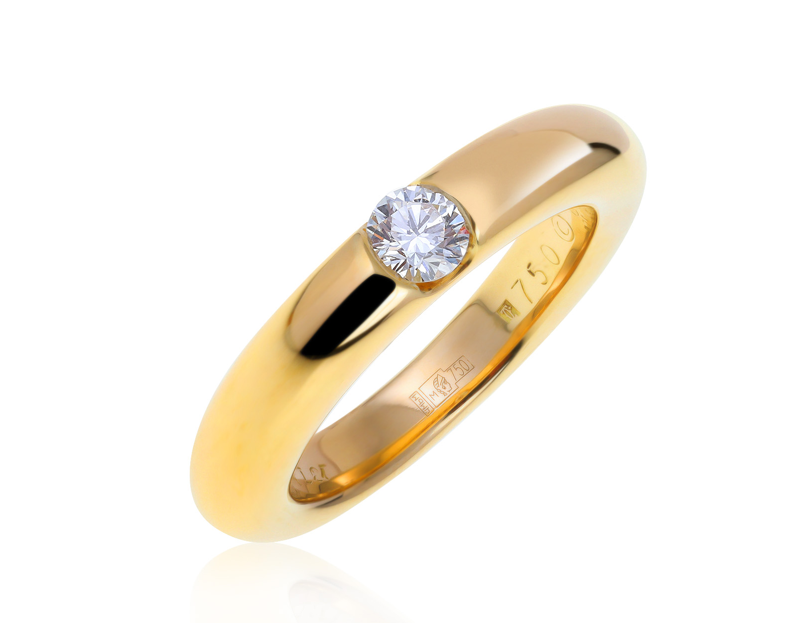 Оригинальное золотое кольцо с бриллиантом 0.25ct Cartier Solitaire