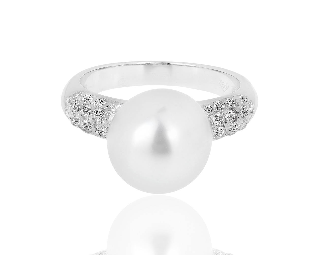 Золотое кольцо с жемчугом и бриллиантами 0.60ct 210119/7