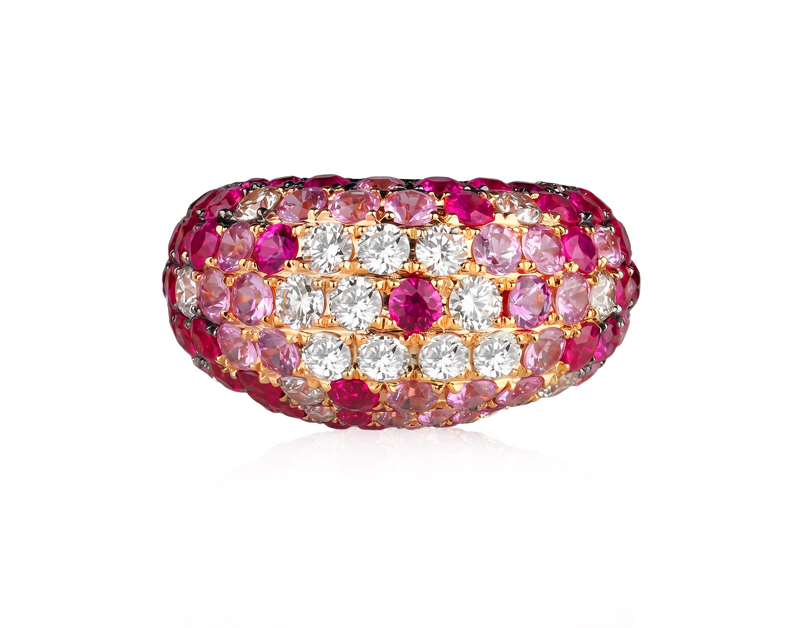 Оригинальное золотое кольцо с рубинами 4.05ct LTJ