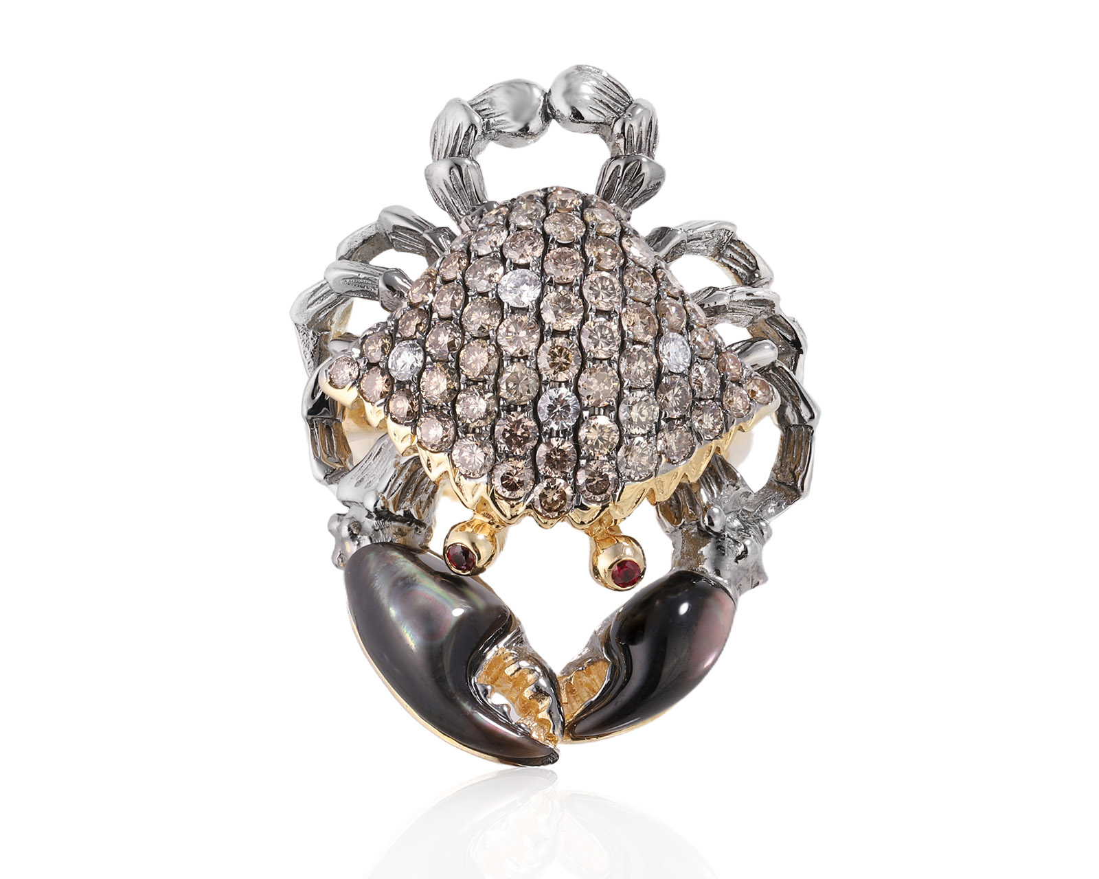 Золотое кольцо с перламутром 2.21ct и бриллиантами 1.57ct