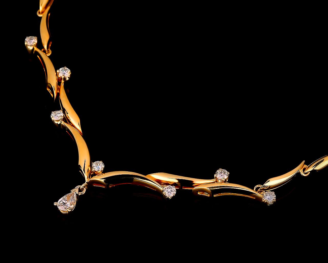 Золотое колье с бриллиантами 0.84ct 100316/3