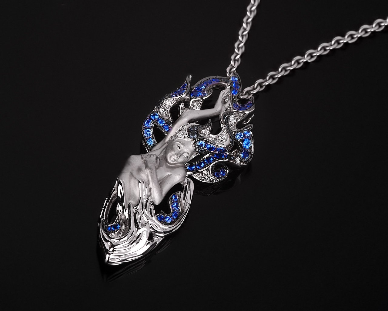 Золотое колье с сапфирами и бриллиантами Magerit 220118/6