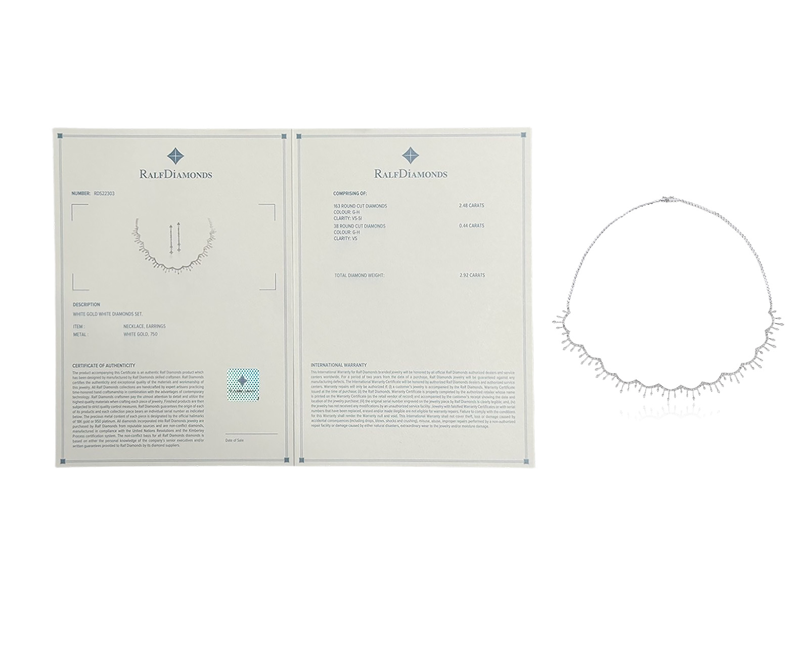 Оригинальное золотое колье с бриллиантами 2.74ct Ralf Diamonds