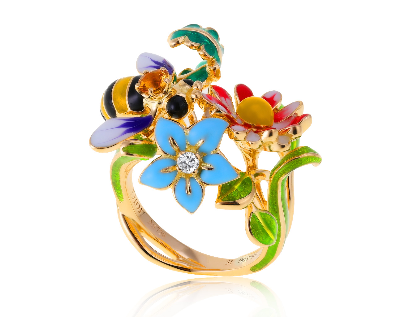 Оригинальное золотое кольцо с цитрином 0.15ct Dior Diorette 141220/1