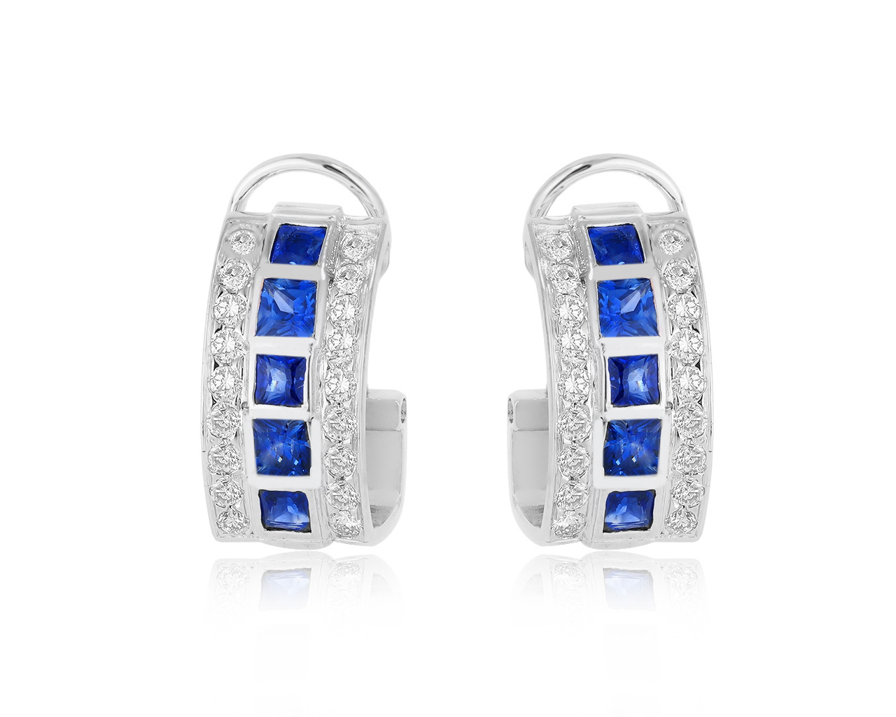 Красивые платиновые серьги с сапфирами 1.50ct 110217/6