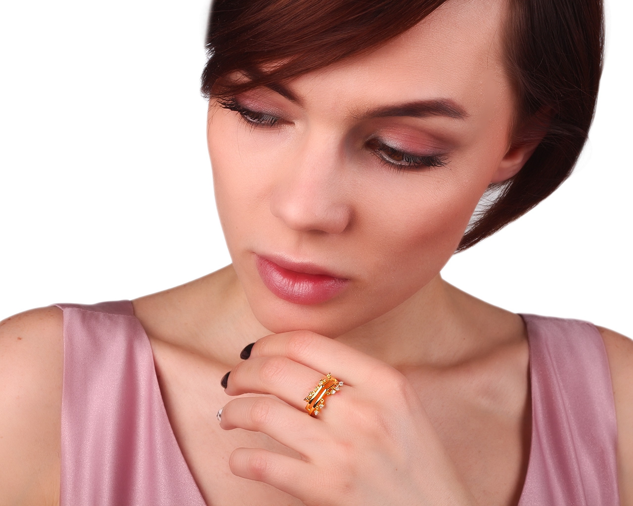 Экстравагантное золотое кольцо с бриллиантами 0.12ct