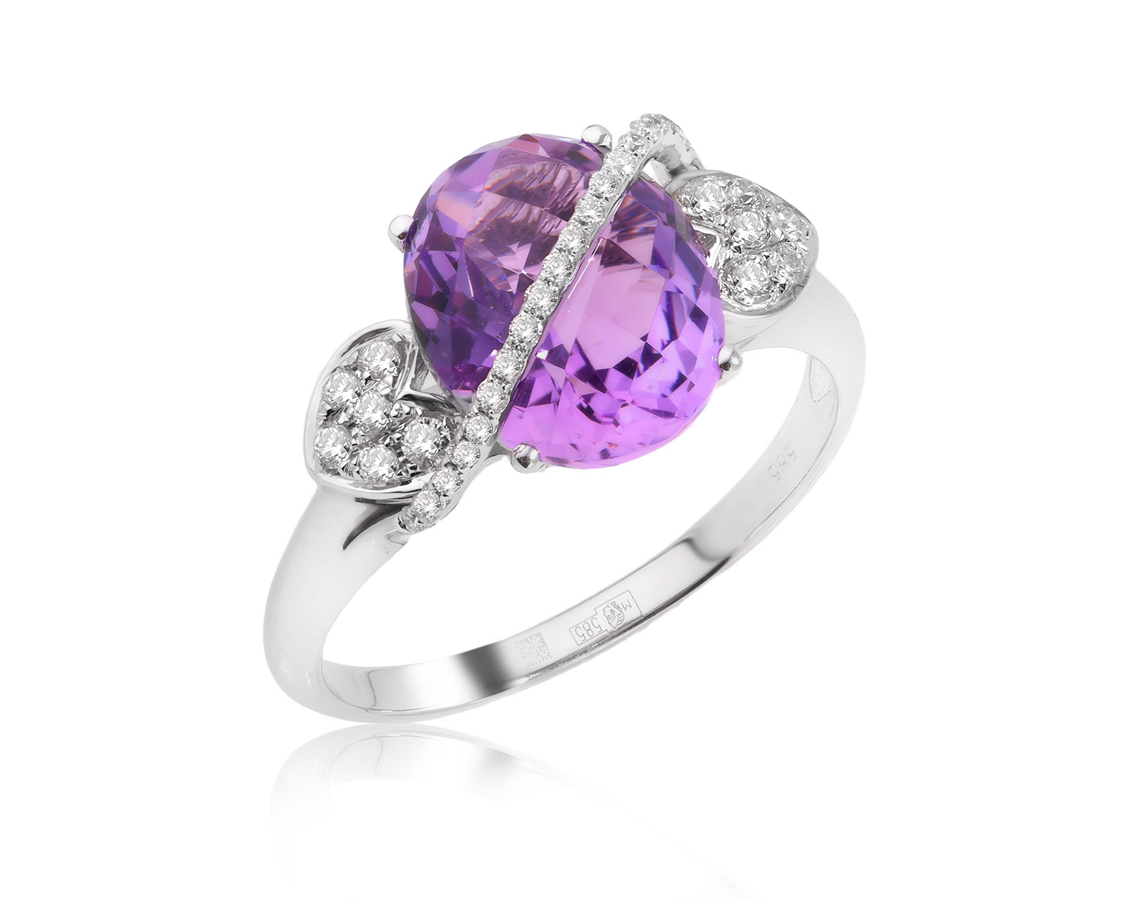Золотое кольцо с аметистом 3.45ct и бриллиантами 0.23ct 221025/2