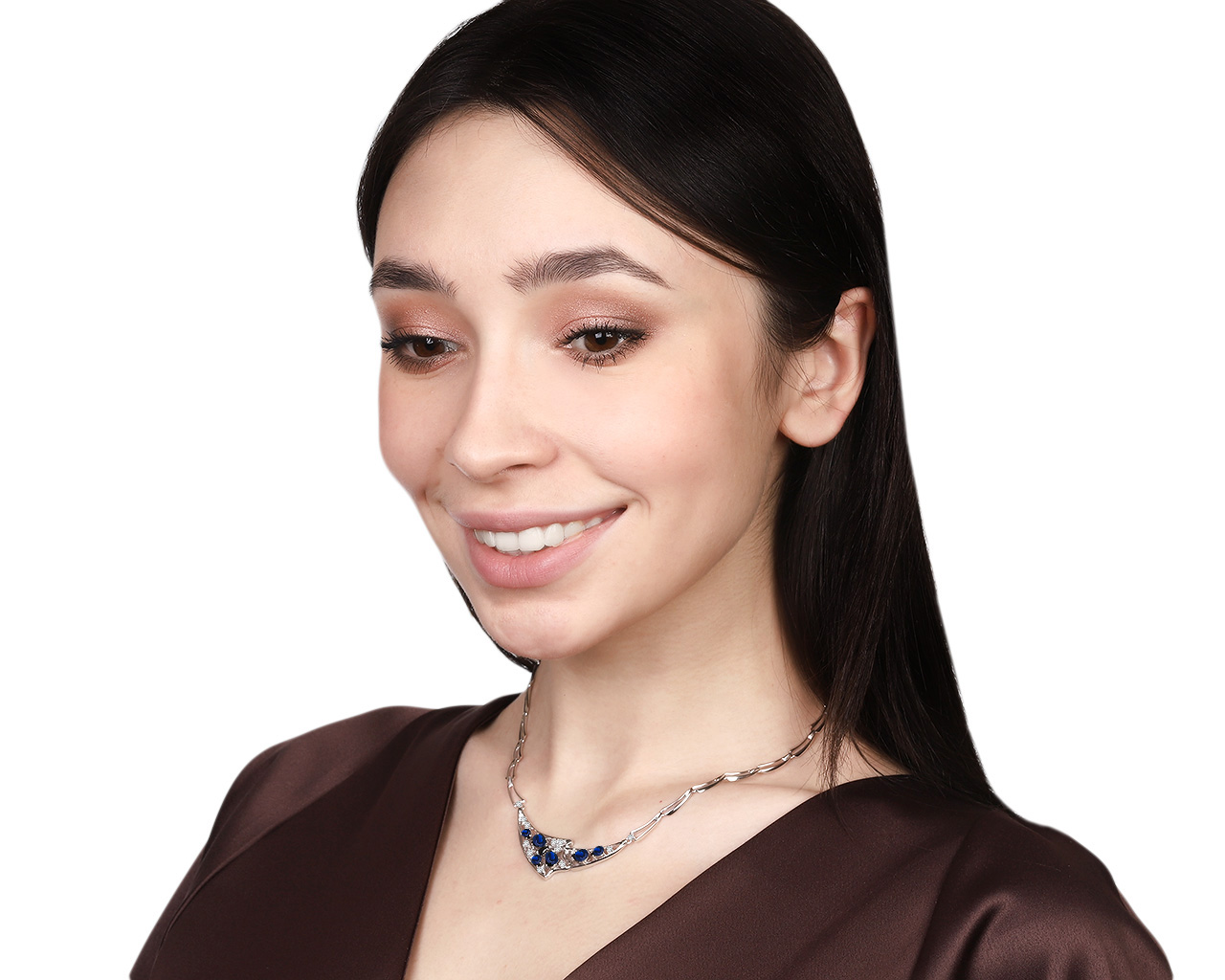 Завораживающее золотое колье с сапфирами 3.02ct