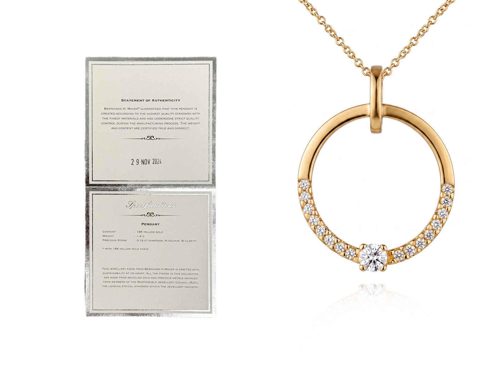 Оригинальный золотой кулон с бриллиантами 0.19ct Bernhard H. Mayer Glimmer