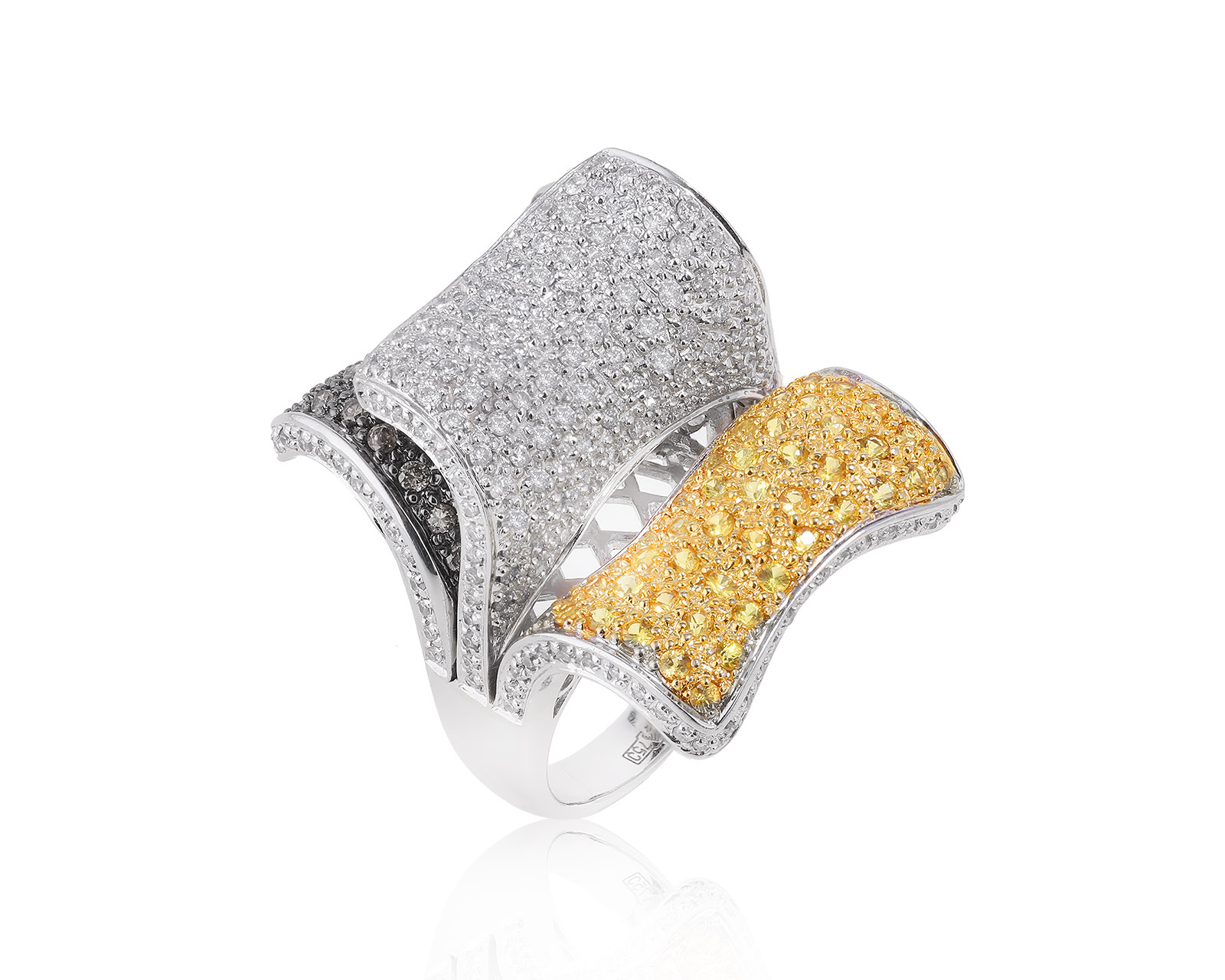 Великолепное золотое кольцо с бриллиантами 1.73ct