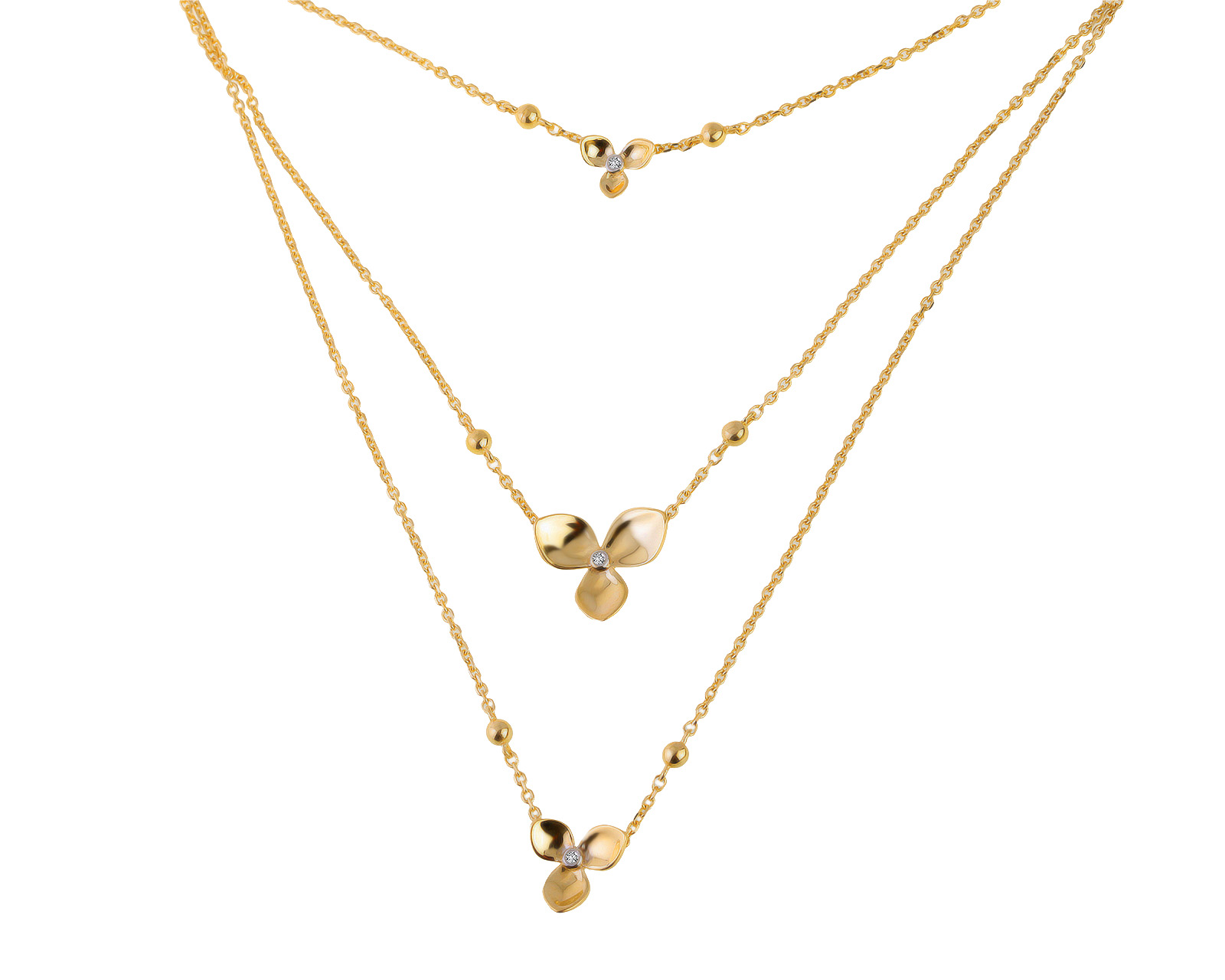 Превосходное золотое колье с бриллиантами 0.02ct