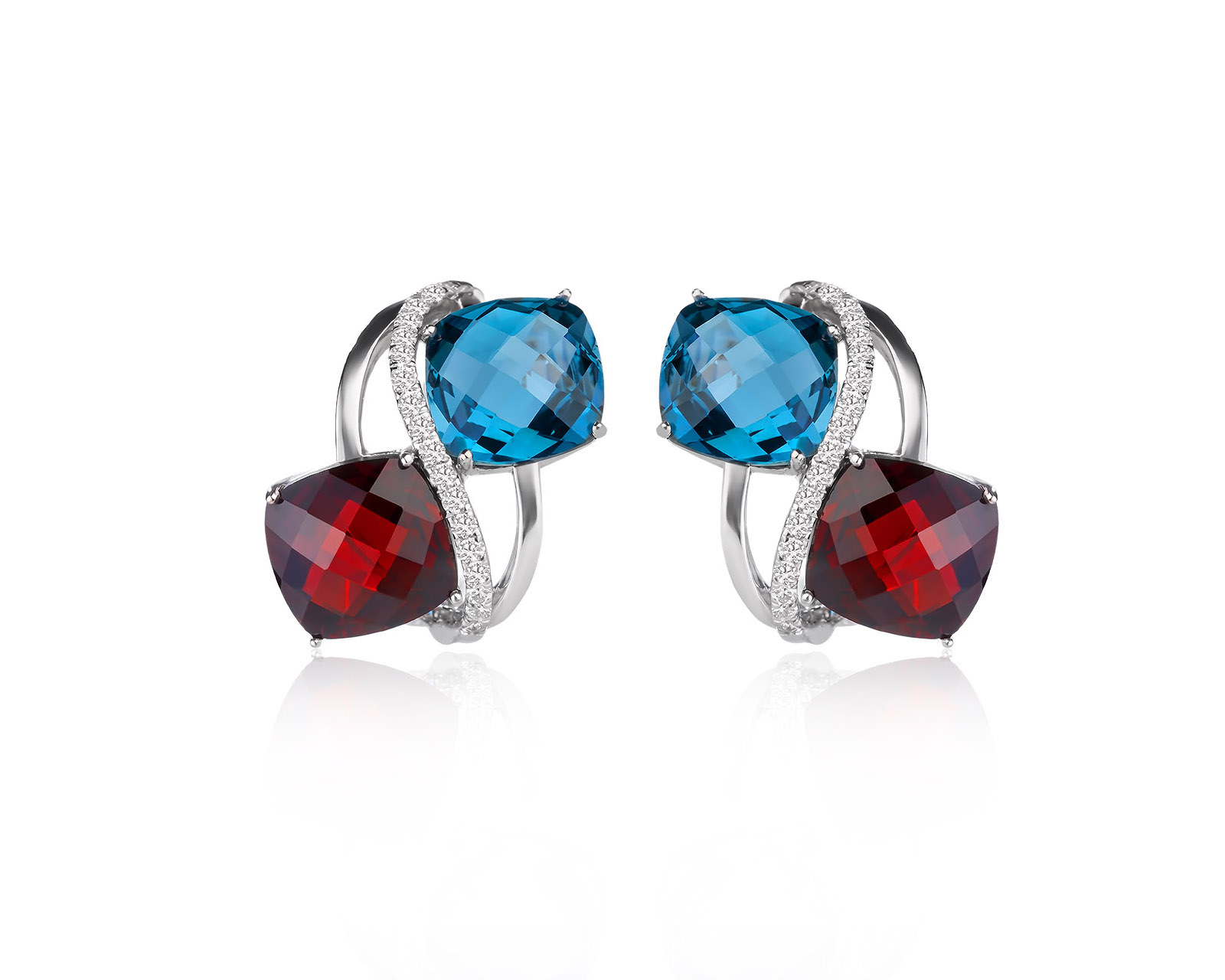Оригинальные золотые серьги с гранатами 10.09ct и топазами 9.21ct Lykov`s Jewellery 210726/КМ425