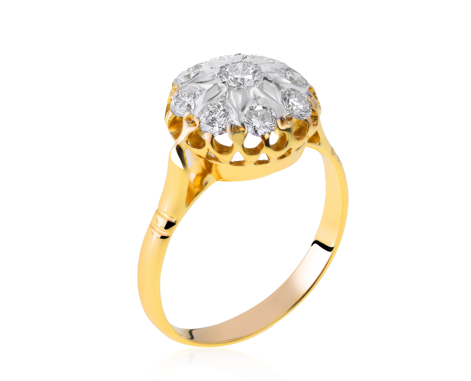 Винтажное золотое кольцо с бриллиантами 0.72ct СССР 210921/3