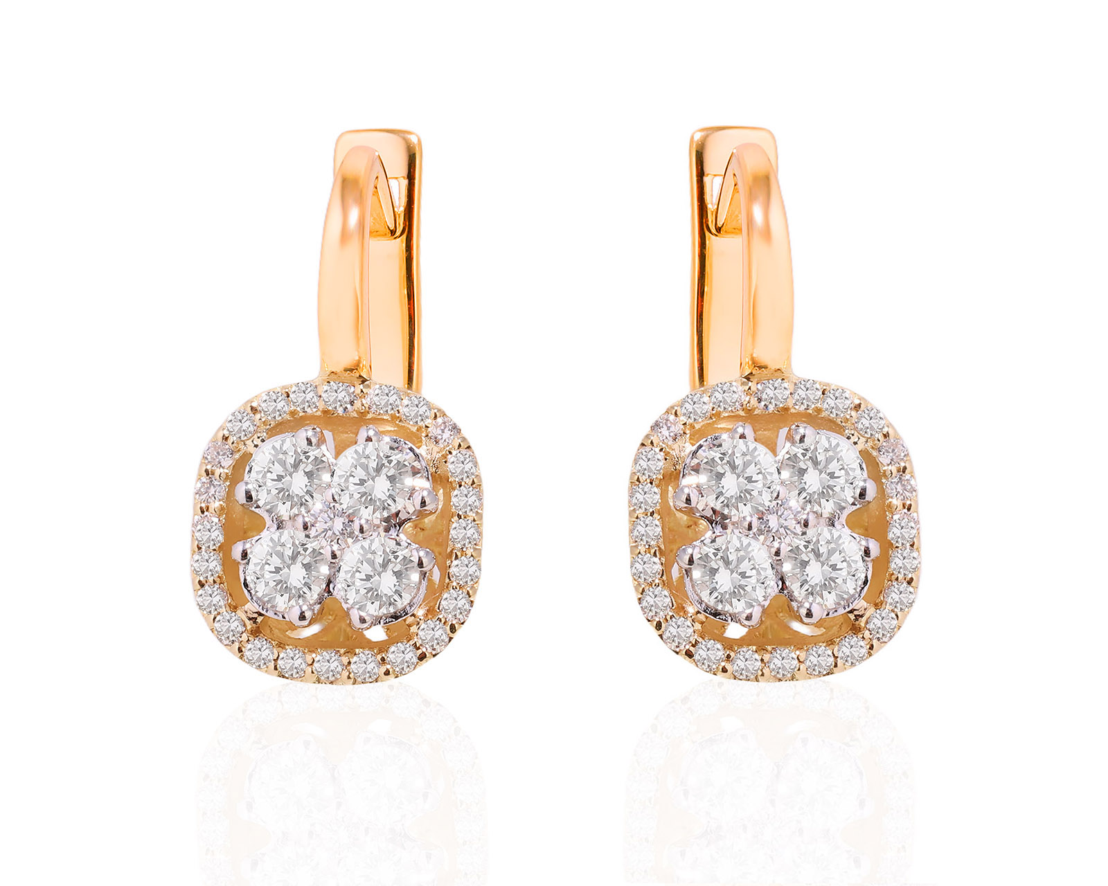 Золотые серьги с бриллиантами 0.69ct