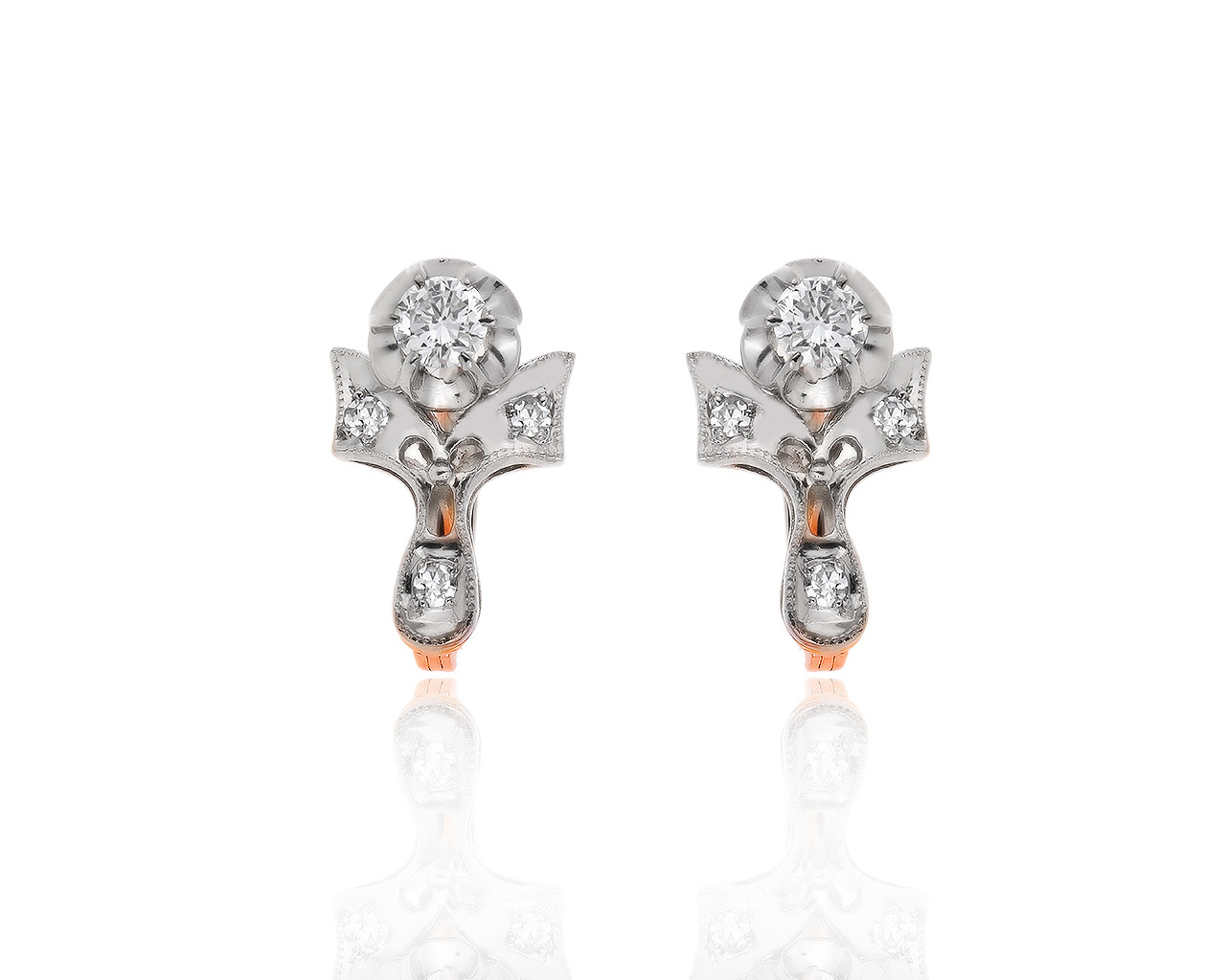 Винтажные золотые серьги с бриллиантами 0.56ct 150719/8 Винтажные золотые серьги с бриллиантами 0.56ct 150719/8
