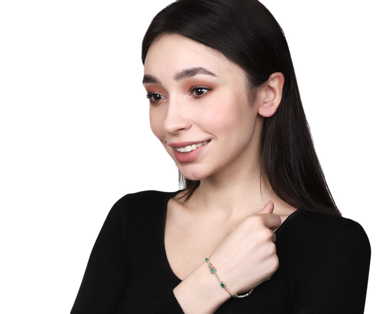 Очаровательный золотой браслет с изумрудами 1.38ct