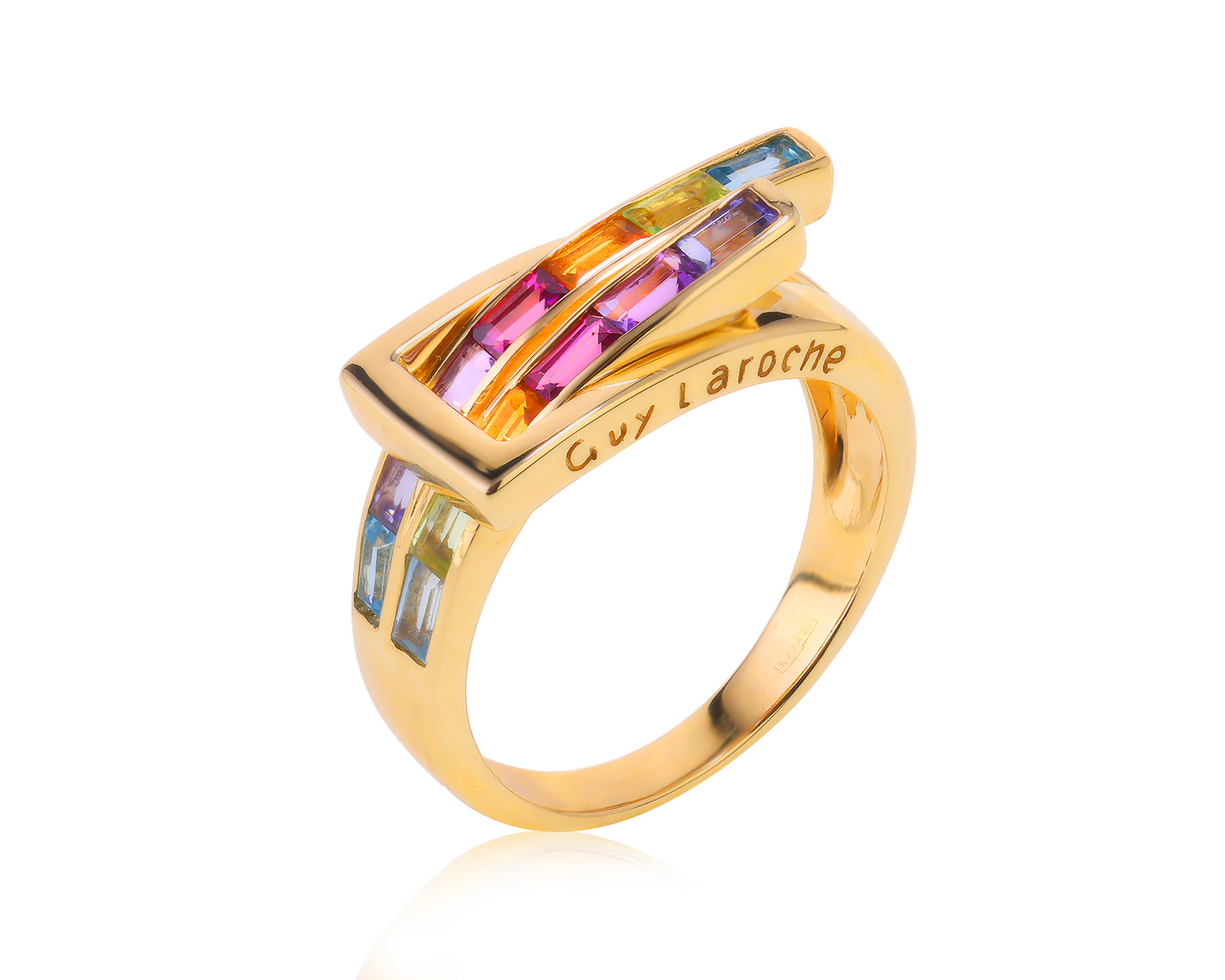 Оригинальное золотое кольцо Guy Laroche Multi Gemstone Rainbow 221023/8