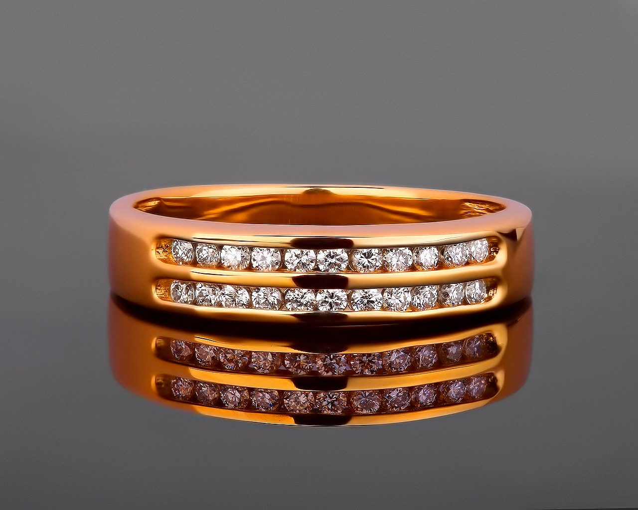 Золотое кольцо с бриллиантовыми дорожками 0.41ct 031117/1