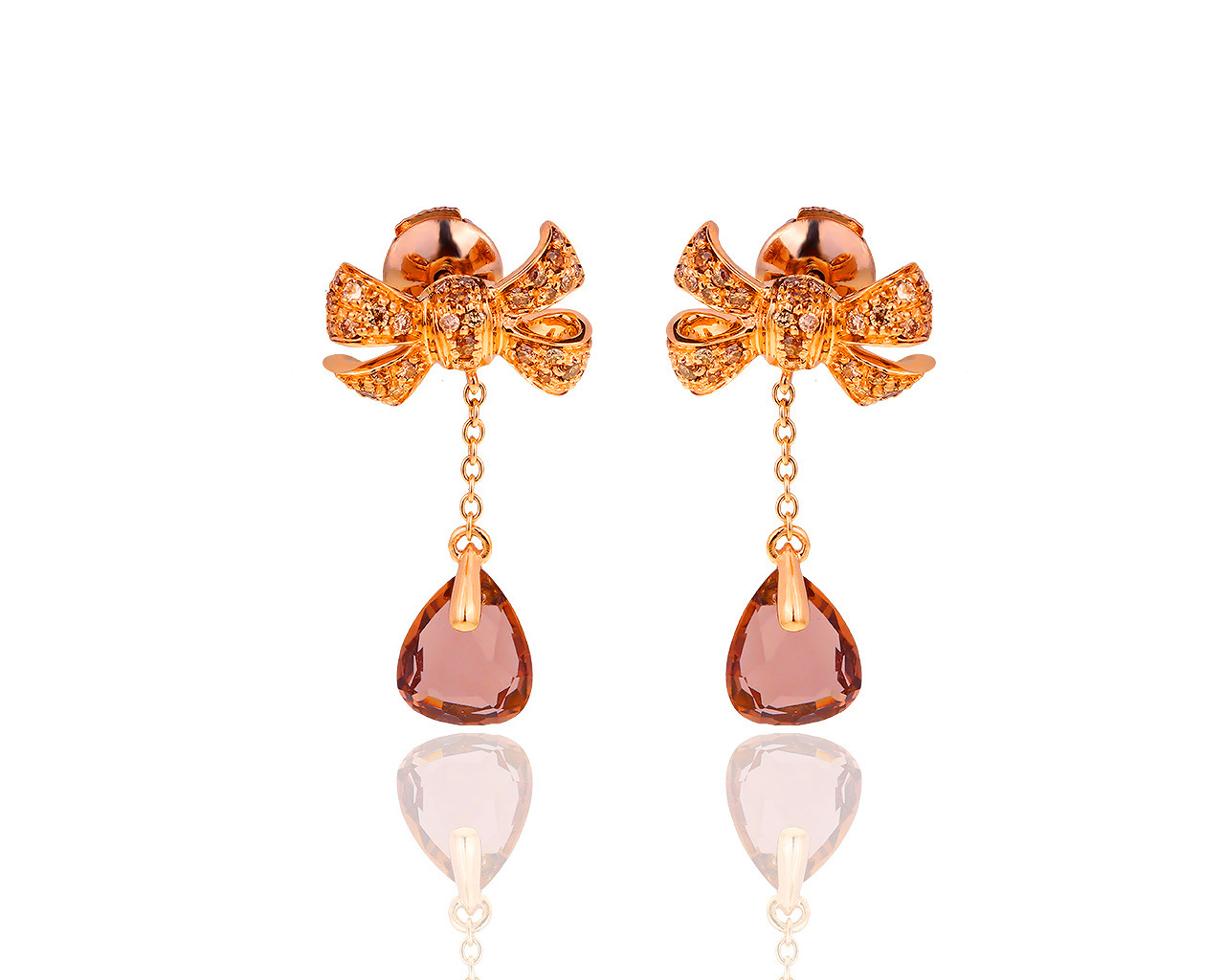 Оригинальные золотые серьги с кварцем и бриллиантами 0.64ct Pomellato Forever 050619/6