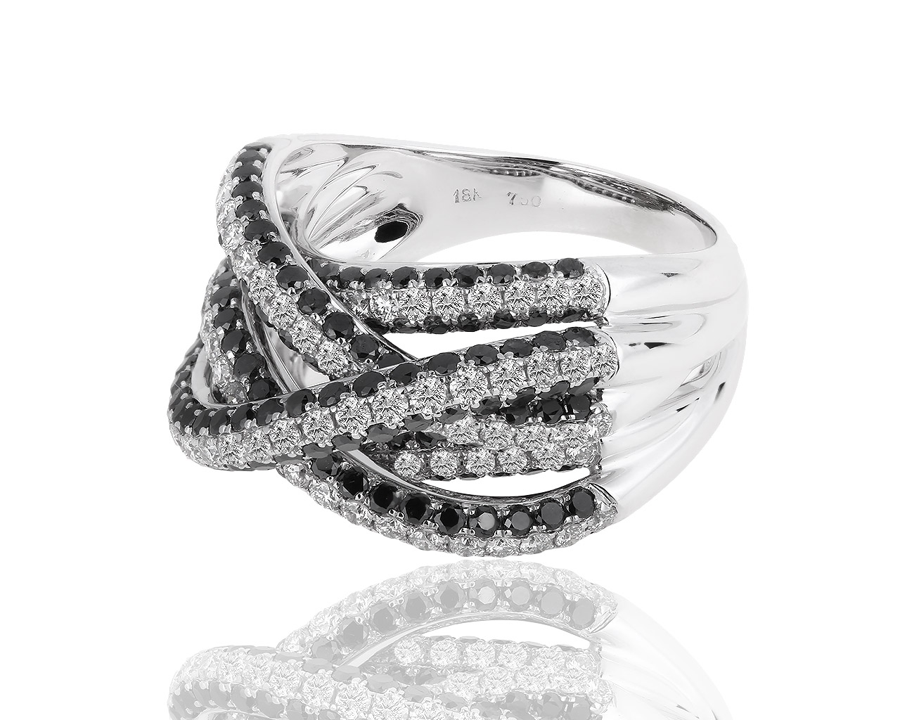 Изящное золотое кольцо с черными и белыми бриллиантами 3.61ct 021218/7