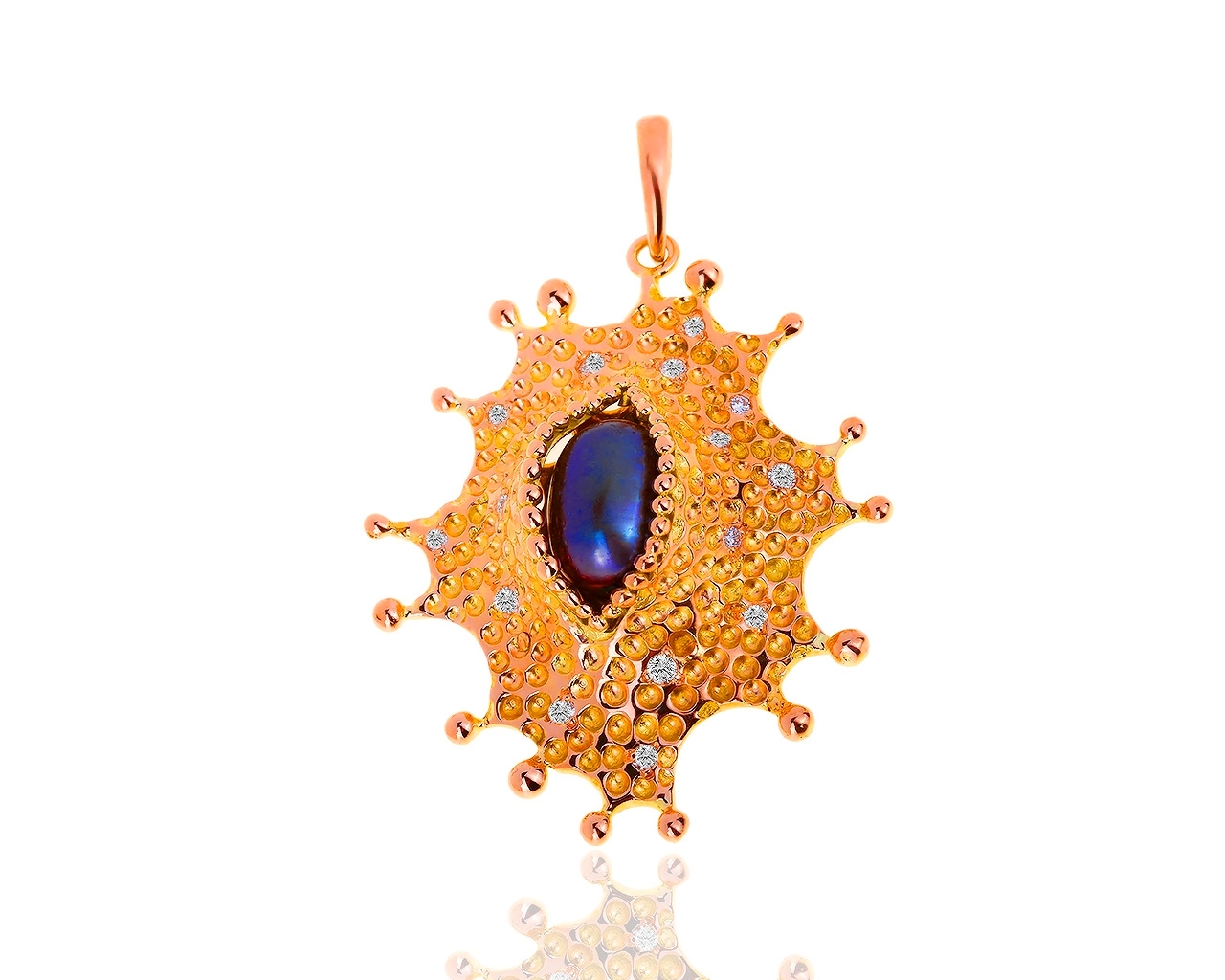 Необычный золотой кулон с жемчугом и бриллиантами 0.22ct 101218/3