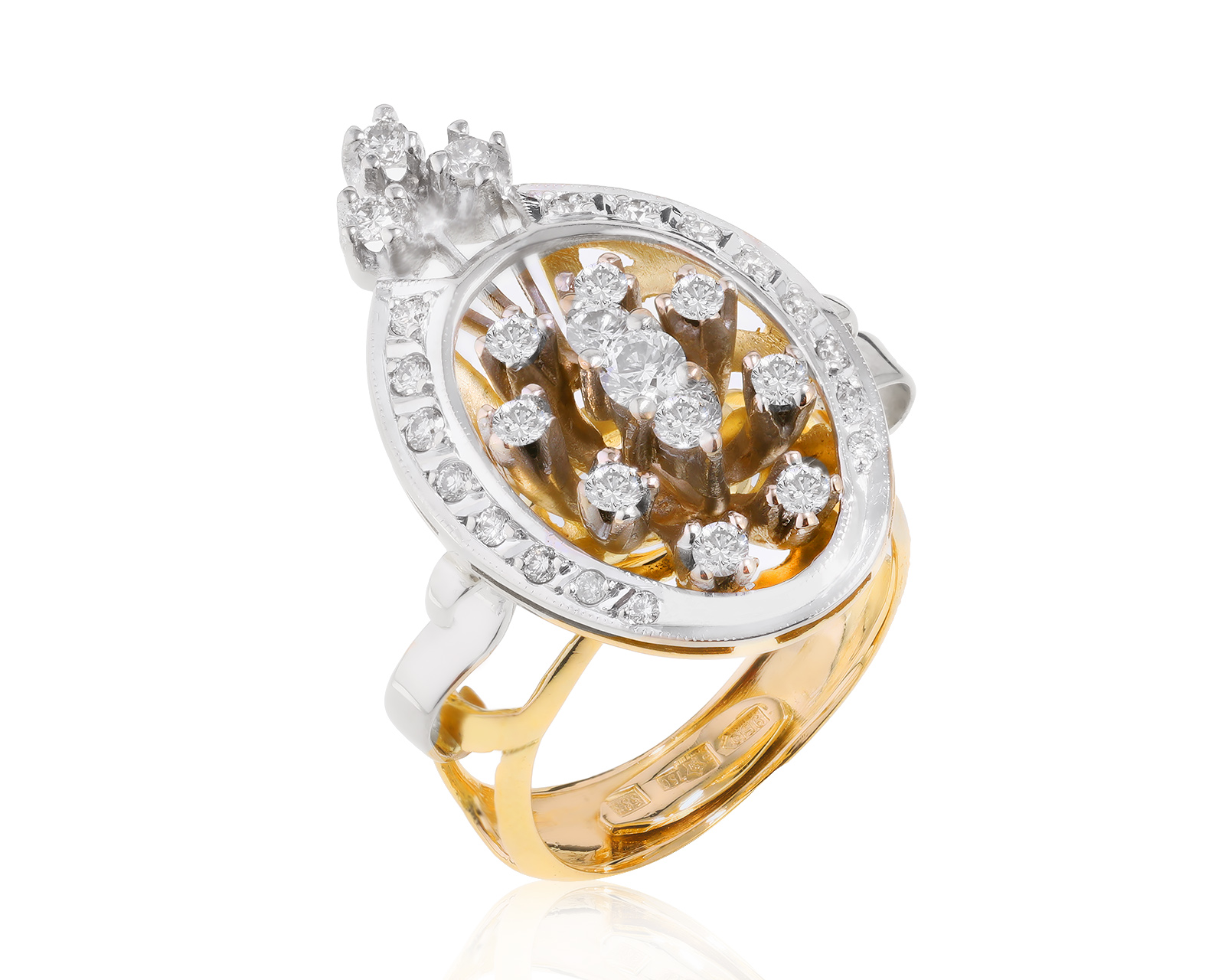 Винтажное золотое кольцо с бриллиантами 0.80ct СССР 120522/3 Винтажное золотое кольцо с бриллиантами 0.80ct СССР 120522/3