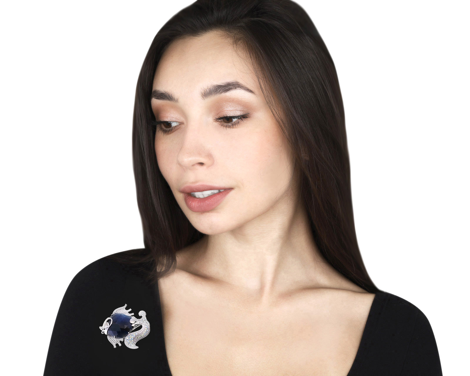 Золотая брошь с цветными камнями 23.10ct