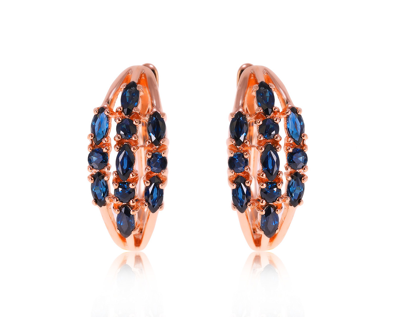 Модные золотые серьги с сапфирами 1.60ct 021020/3