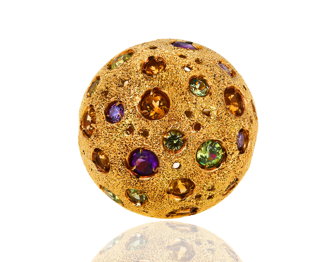 Итальянское золотое кольцо с цветными камнями Magie