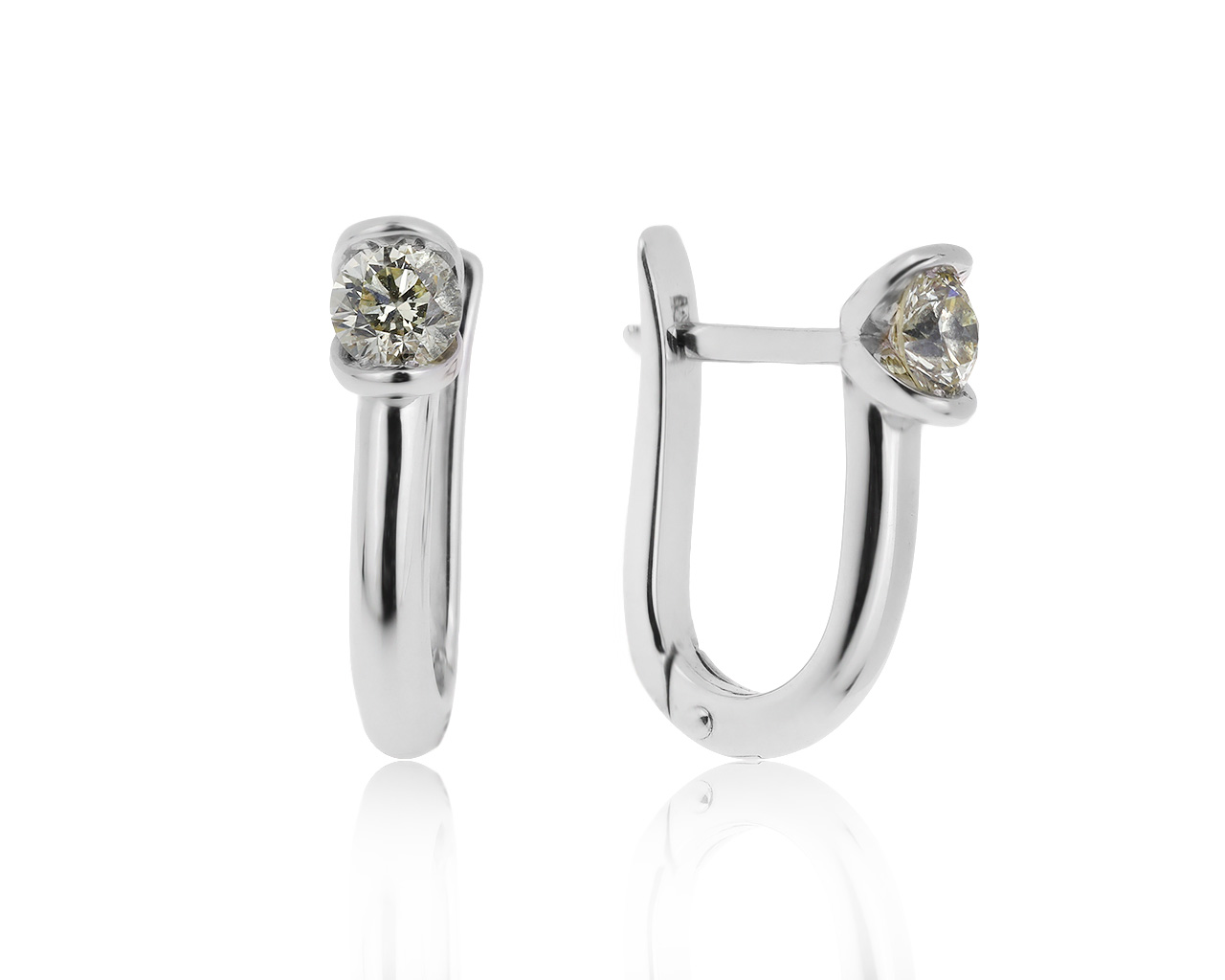 Оригинальные золотые серьги с бриллиантами 0.60ct ЭПЛ Якутские бриллианты