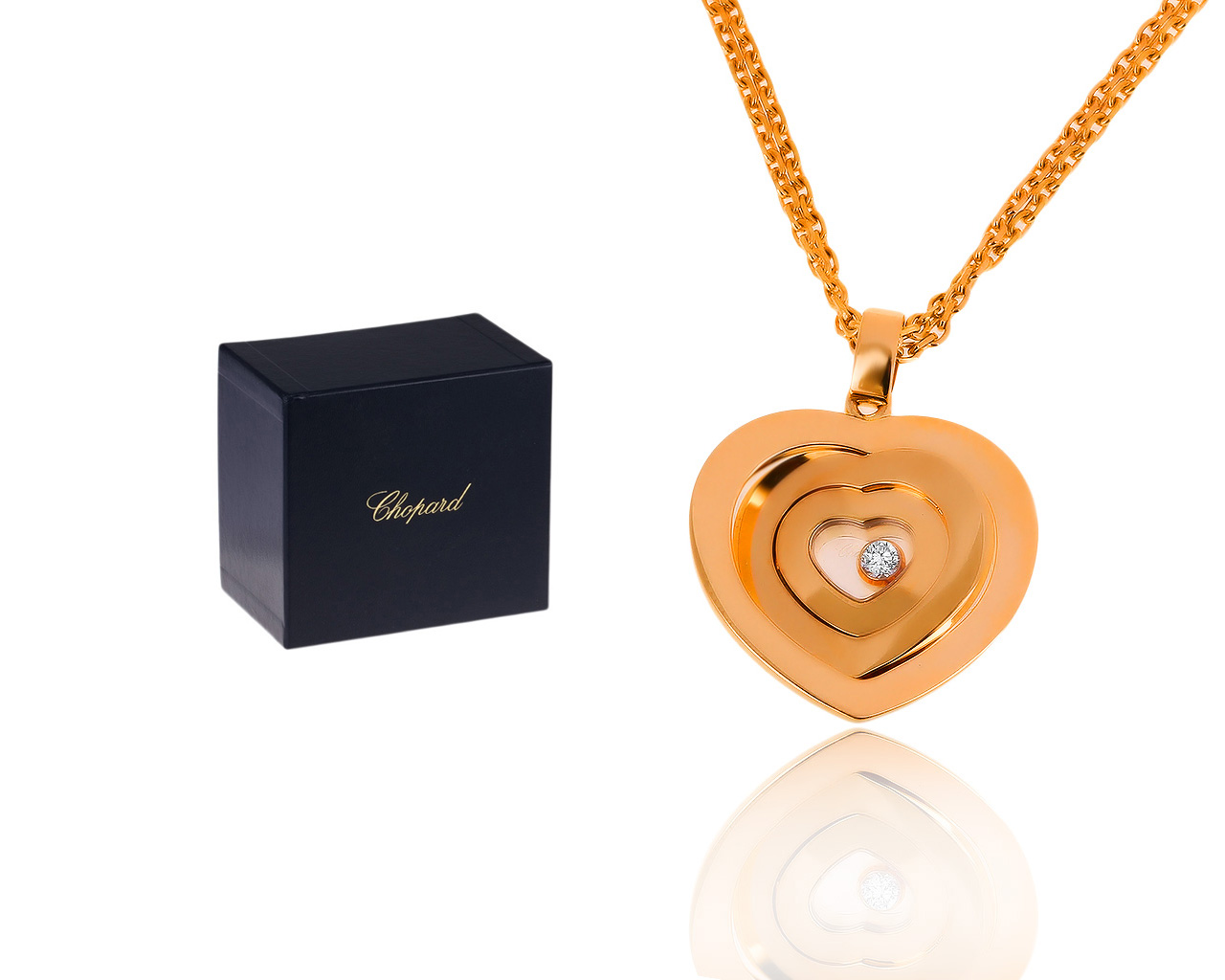 Оригинальный золотой кулон с бриллиантом 0.05ct Chopard