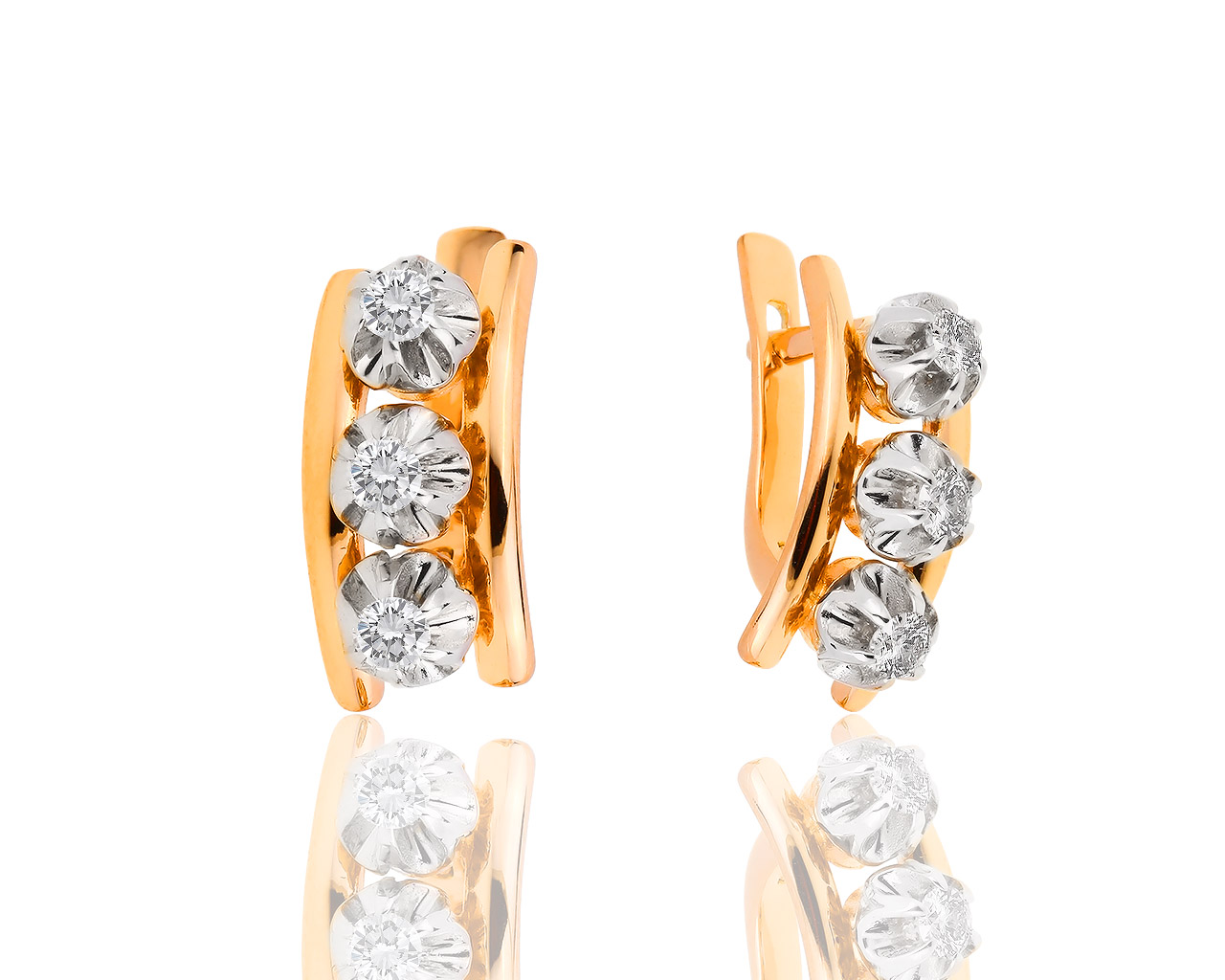 Винтажные золотые серьги с бриллиантами 0.54ct 190618/3