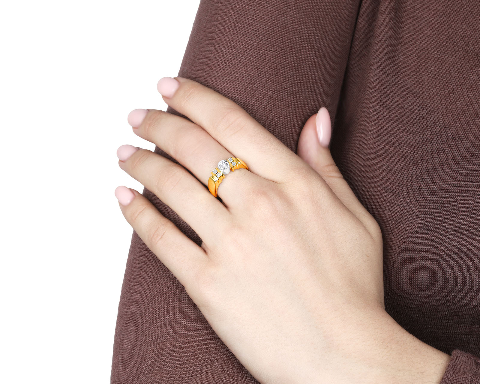 Роскошное золотое кольцо с бриллиантами 0.38ct