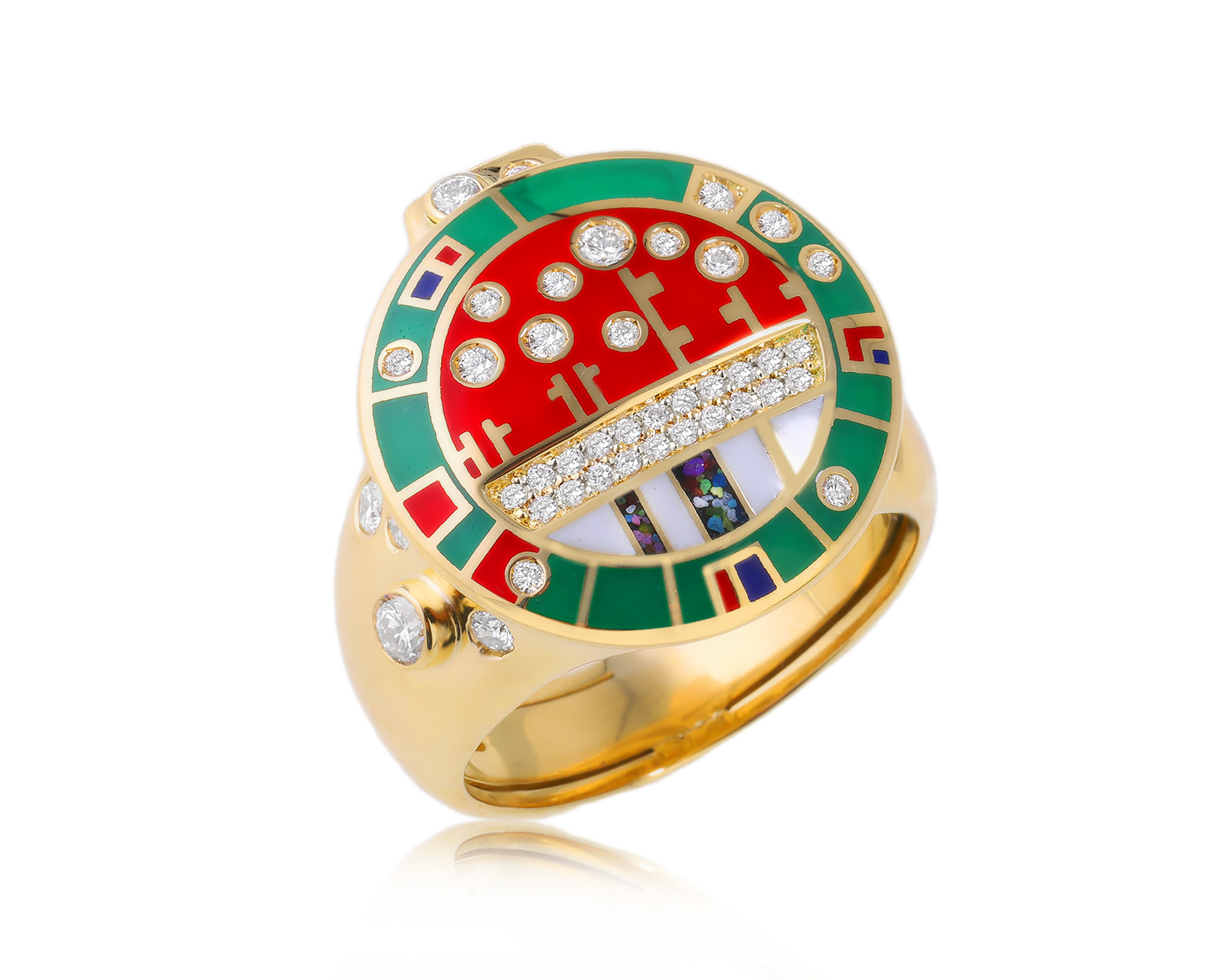 Золотое кольцо с эмалью и бриллиантами Evgeny Matveev