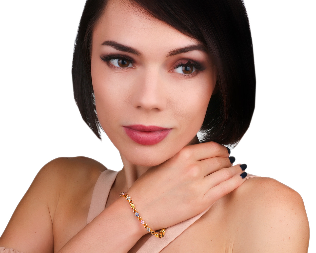 Коктейльный золотой браслет с бриллиантами 0.60ct и сапфирами 2.11ct