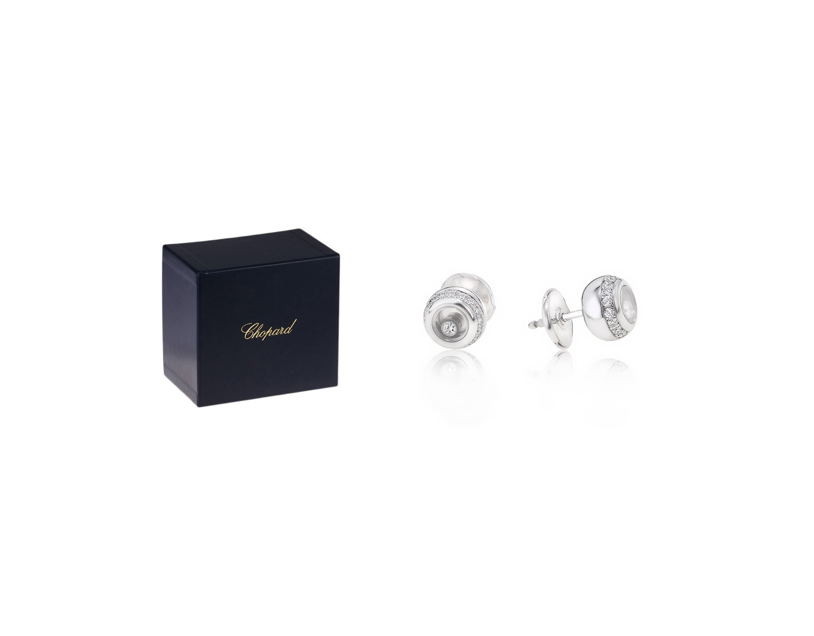 Оригинальные золотые серьги Chopard Happy Diamond