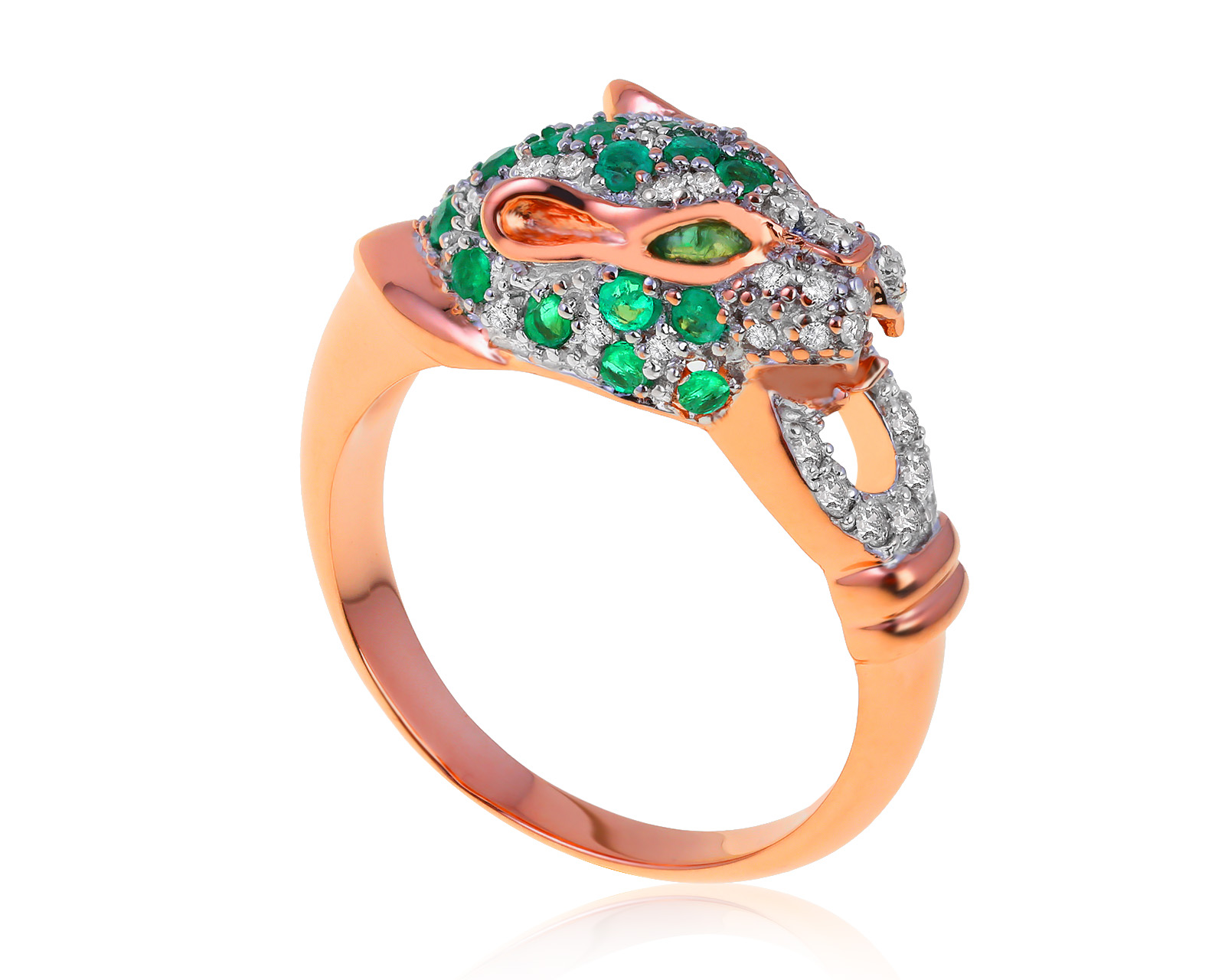 Праздничное золотое кольцо с изумрудами 0.52ct 260521/9