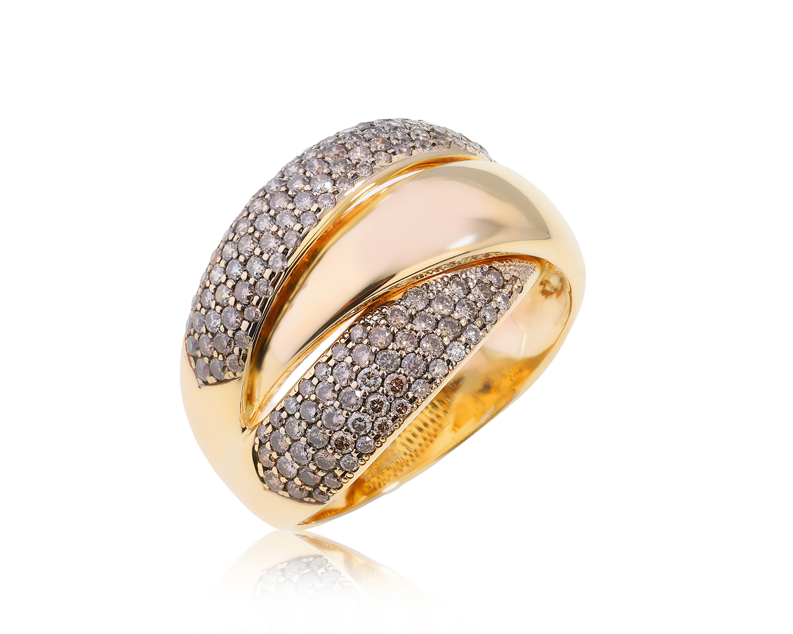 Золотое кольцо с коньячными бриллиантами 1.40ct