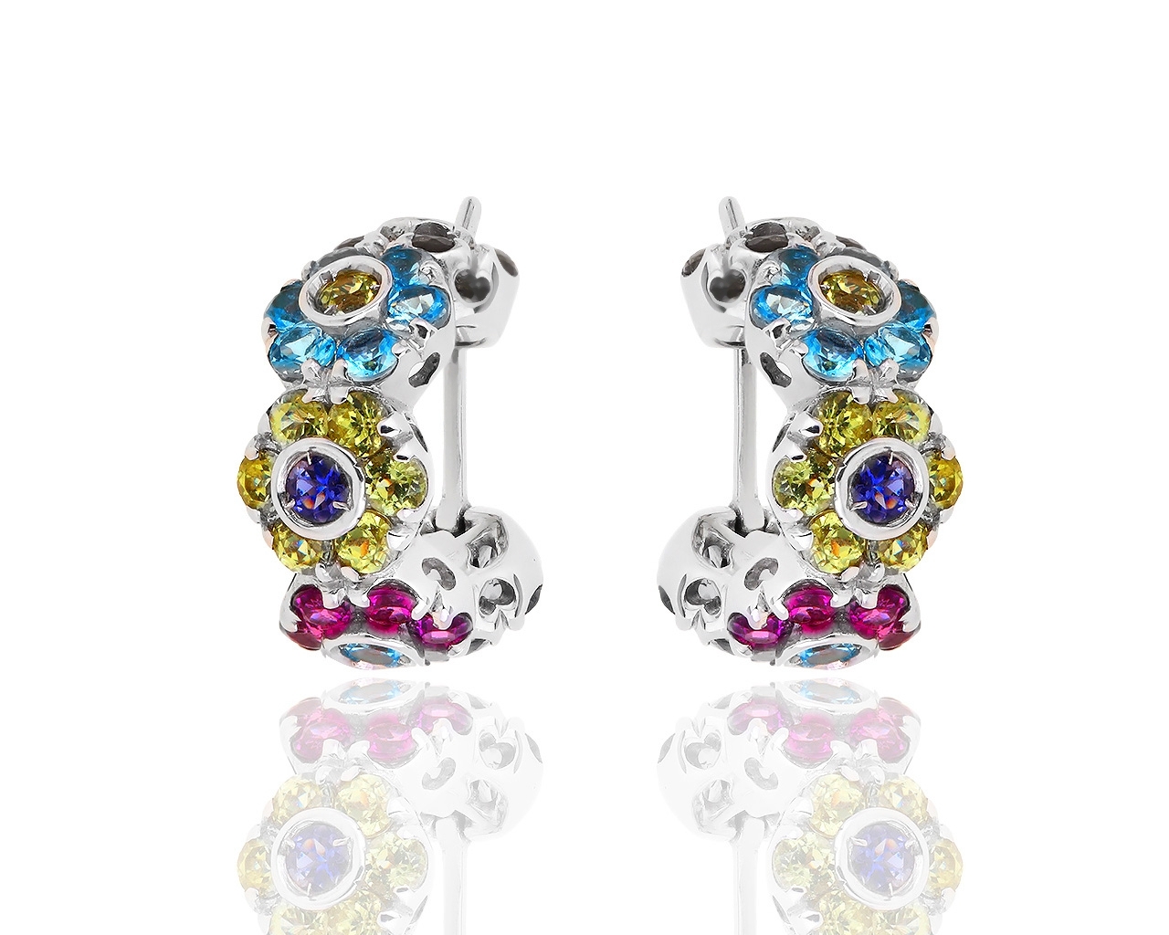 Оригинальные золотые серьги с цветными камнями Pasquale Bruni 291217/4