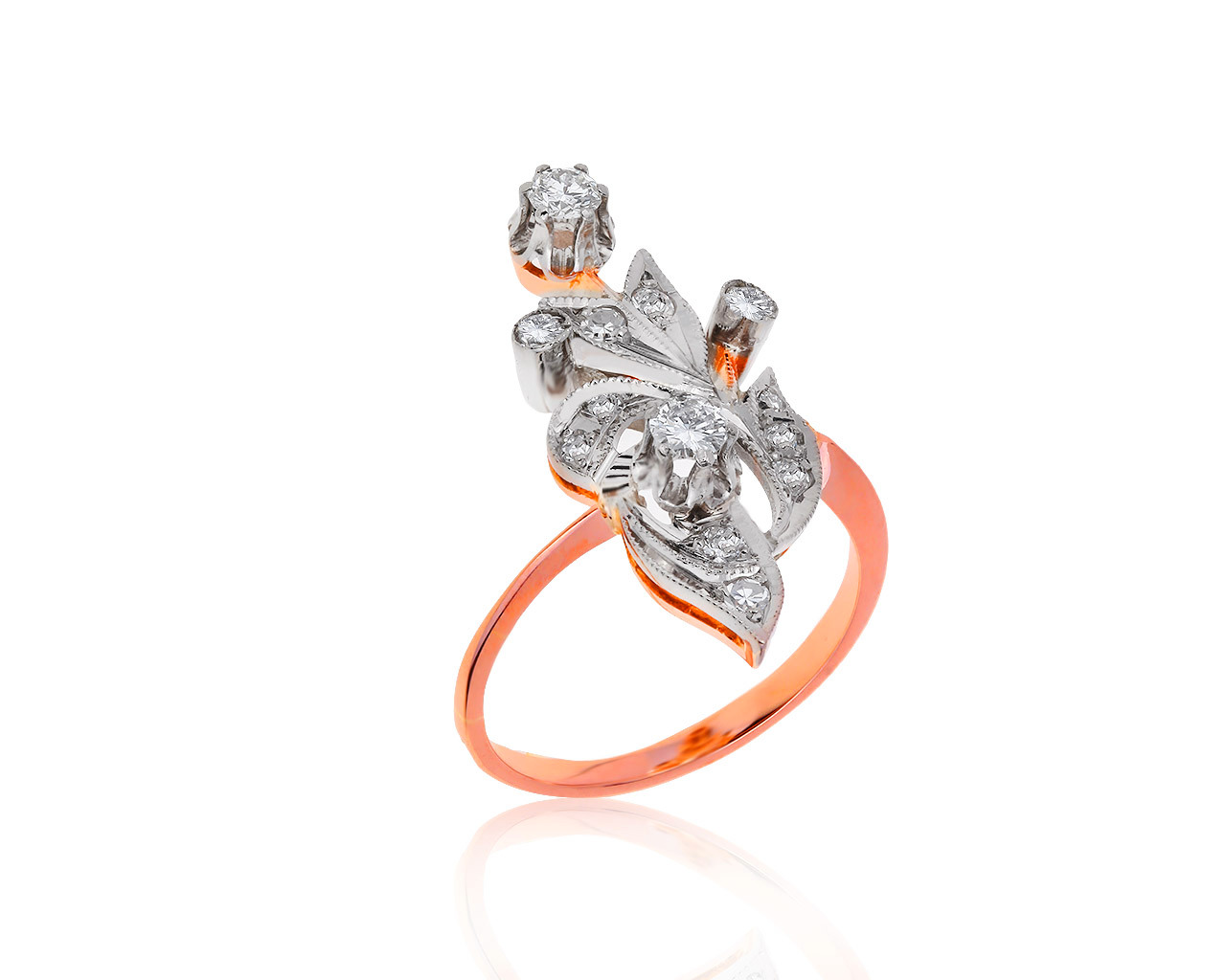 Романтичное золотое кольцо с бриллиантами 0.56ct 300120/13