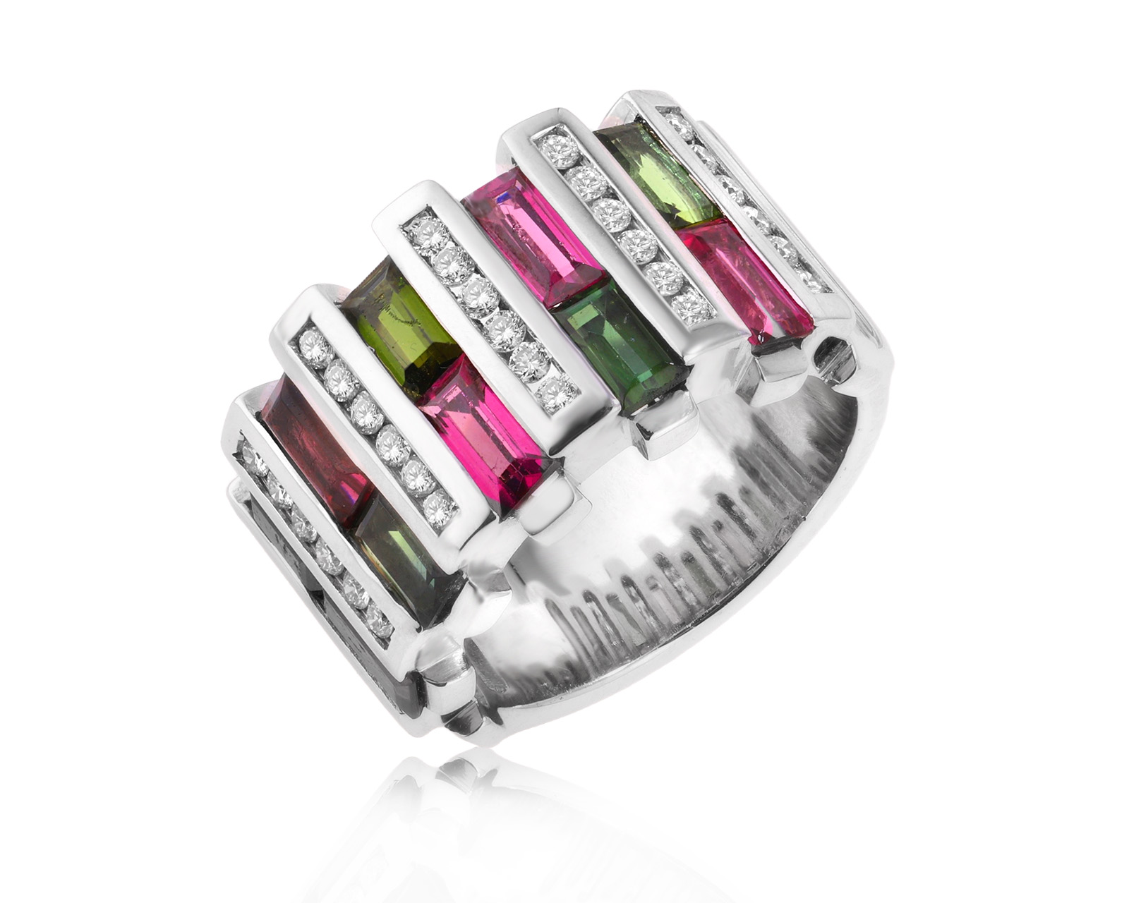 Золотое кольцо с турмалинами 2.40ct и бриллиантами 0.52ct 221025/14