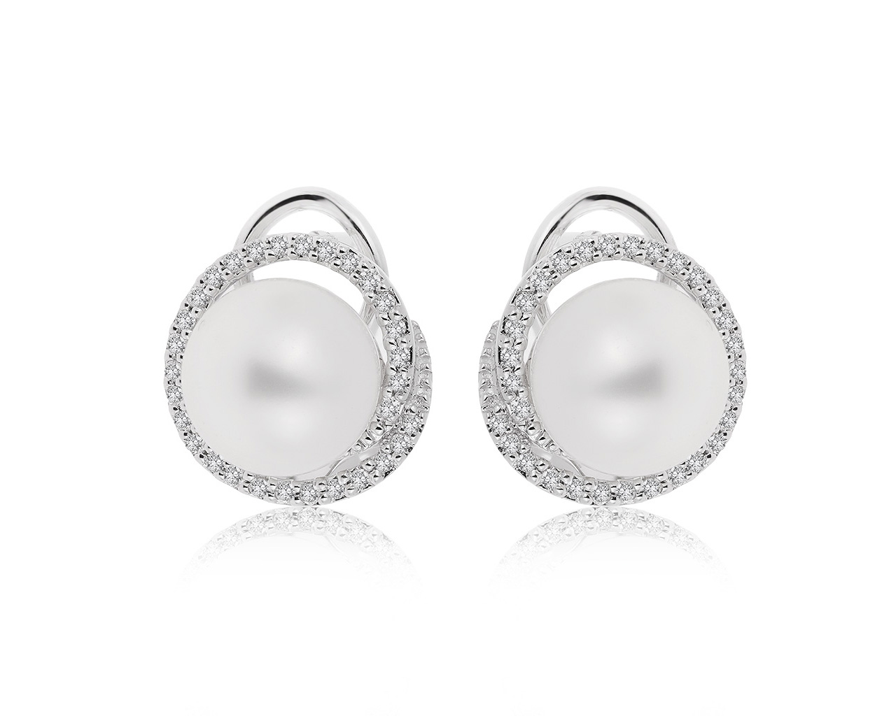 Великолепные золотые серьги с жемчугом 9.50 мм 260720/3