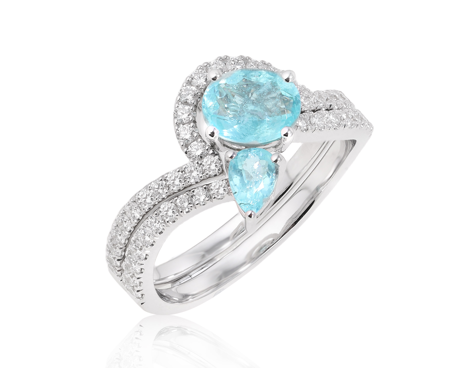 Золотое кольцо с турмалинами параиба Мозамбик 1.06ct Evgeny Matveev 210725/Б196